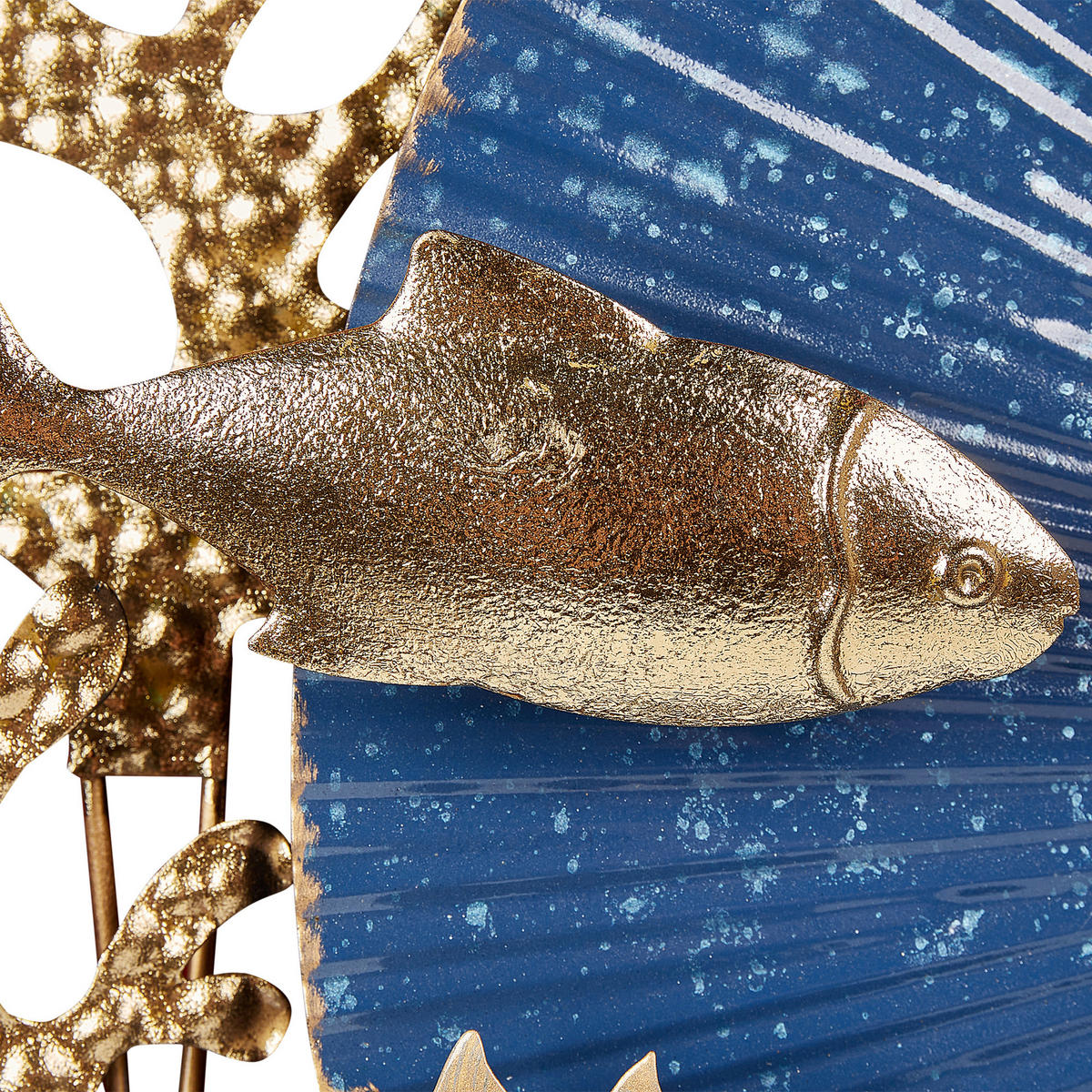 WANDDEKORATION Metall blau/gold Barium - Blau, Metall (92/48/5cm) - Beliani