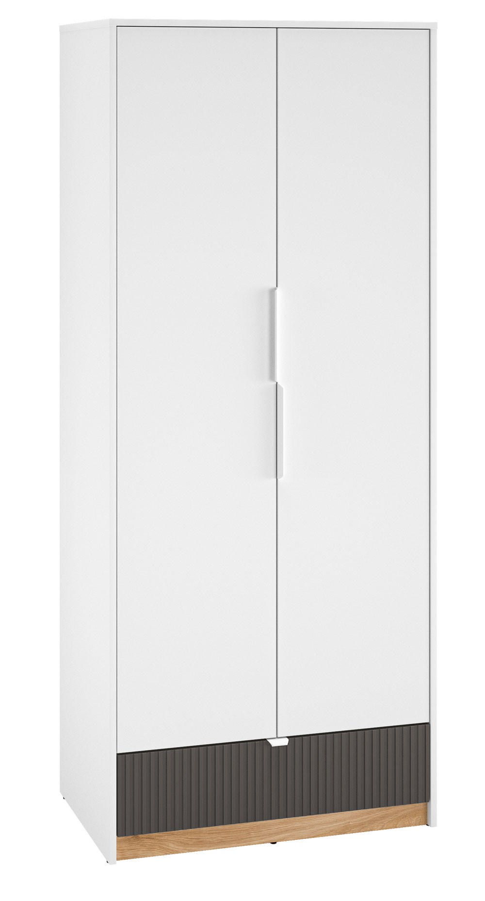KLEIDERSCHRANK Torino Weiß / Eiche Castello / Graphit 82 / 53 / 196cm - Weiß, Holz/Holzwerkstoff (82/196/53cm) - Feldmann-Wohnen