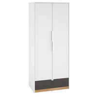 KLEIDERSCHRANK Torino Weiß / Eiche Castello / Graphit 82 / 53 / 196cm - Weiß, Holz/Holzwerkstoff (82/196/53cm) - Feldmann-Wohnen