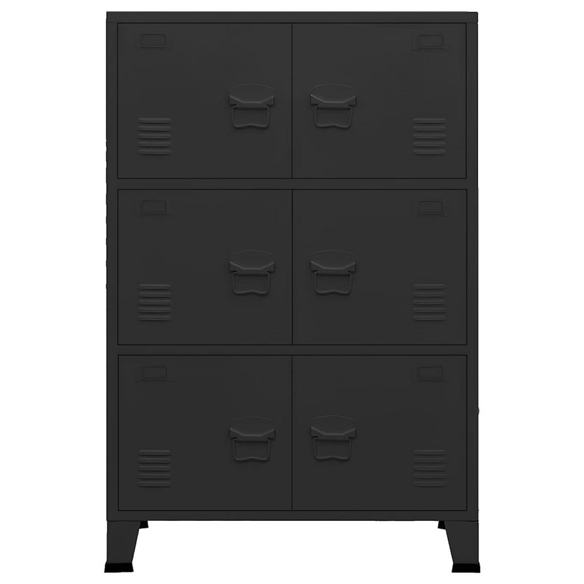SIDEBOARD mit 6 Türen, 75/40/115 cm, aus Metall, in Schwarz, im Industriestil - Schwarz, Metall (75/115/40cm) - vidaXL