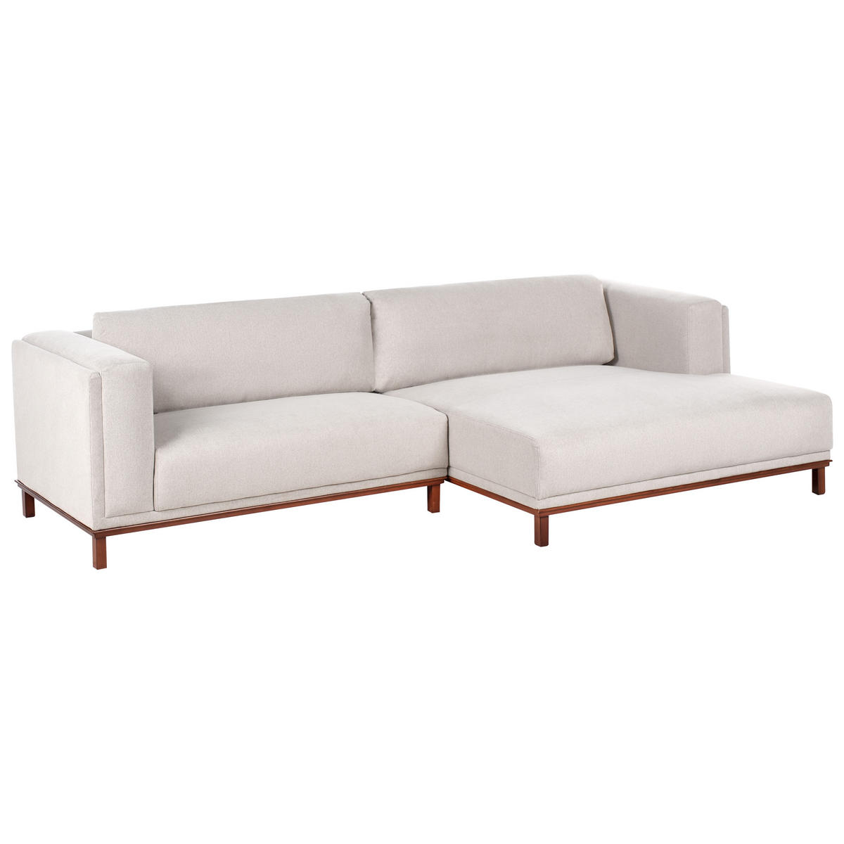 ECKSOFA 4-Sitzer Stoff Hellbeige linksseitig Veng - Hellbraun/Beige, Textil (310/155cm) - Beliani