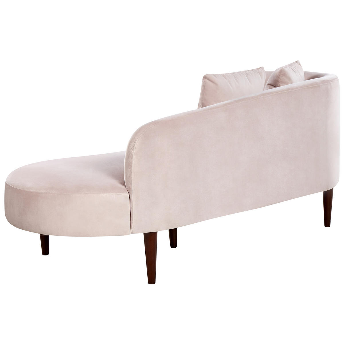 CHAISELONGUE Samtstoff pastellrosa linksseitig Chaumont - Pink/Dunkelbraun, Textil (168/75/66cm) - Beliani