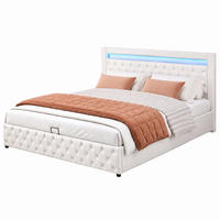 POLSTERBETT mit Bettkasten und LED 180x200 cm PU Weiß - Weiß, Metall (180/200cm) - Beauniv