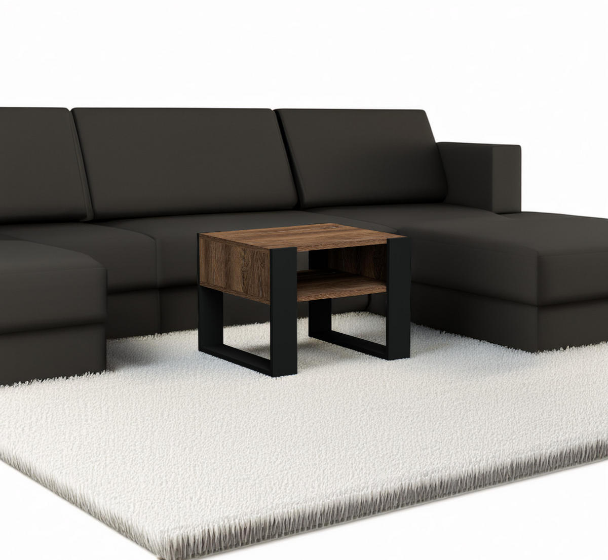 COUCHTISCH CORA65 - Eichefarben/Schwarz, Holzwerkstoff (65/53.6/45cm)