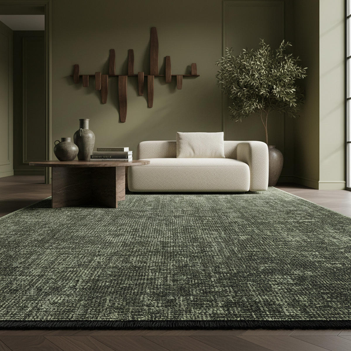 TEPPICH Kurzflor Unicolor Chenille Baumwolle Innen Grün Rechteckig 120x170 - Grün, Textil (120/170cm) - KADIMA DESIGN