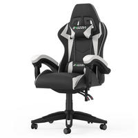 GAMINGSTUHL Schwarz-Weiß ergonomisch - Weiß, Leder (29/59/79cm) - Rattrix