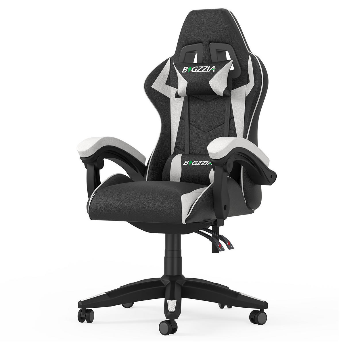 GAMINGSTUHL Schwarz-Weiß ergonomisch - Weiß, Leder (29/59/79cm) - Rattrix