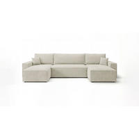 WOHNLANDSCHAFT CALIFORNIA MINI U-Form weiß Cord Poso 100 - Schlaffunktion, Bettkasten - Weiß, Textil (312/85/142cm) - Cornero