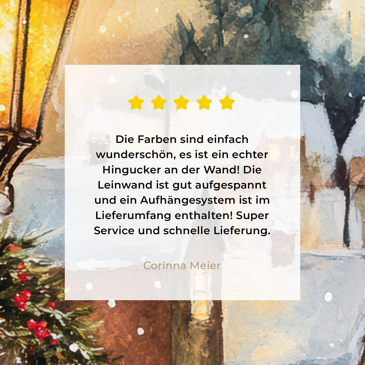 LEINWANDBILD Weihnachtsdorf - Häuser - Schnee - Weihnachten 30x20 cm - Sandfarben, Textil (30/20cm) - MuchoWow