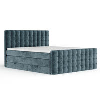 BOXSPRINGBETT Velouria Blau 200/200 cm - Blau/Schwarz, Holz/Holzwerkstoff (200/200cm) - Maison de Reve