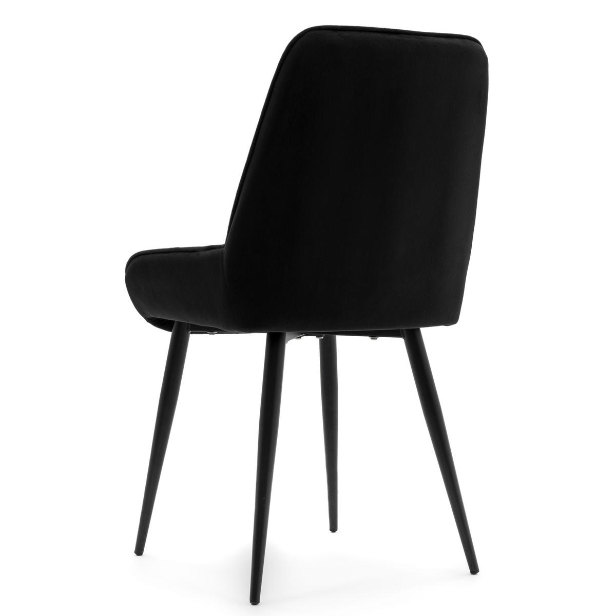 STUHL LUCA gepolstert mit Steppung - schwarz schwarze Beine - Samt Velours - Schwarz, Textil/Metall (51/88/50cm) - NEW HOME