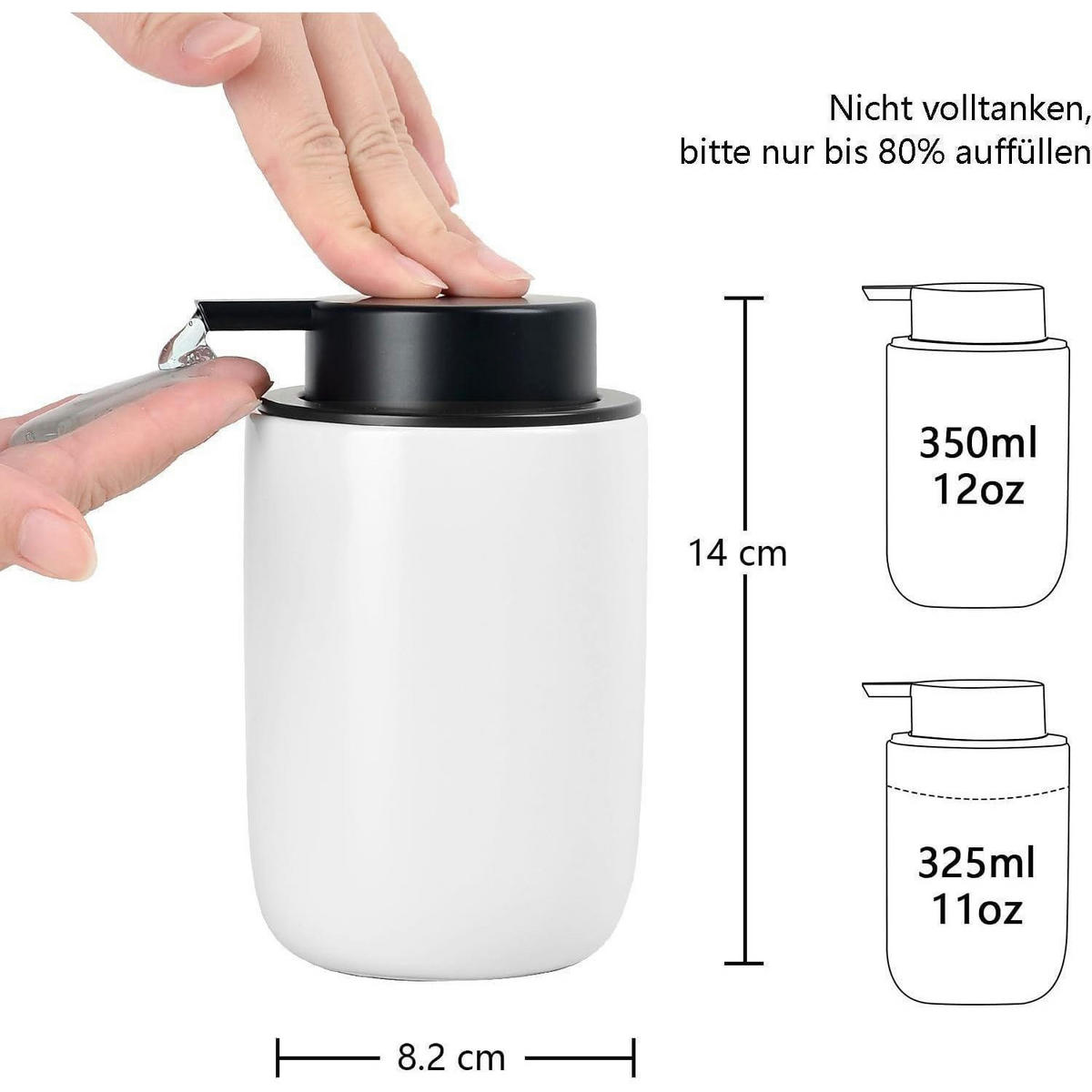 SEIFENSPENDER Keramik 350 ml Weiß - Weiß, Keramik (8/14/8cm)