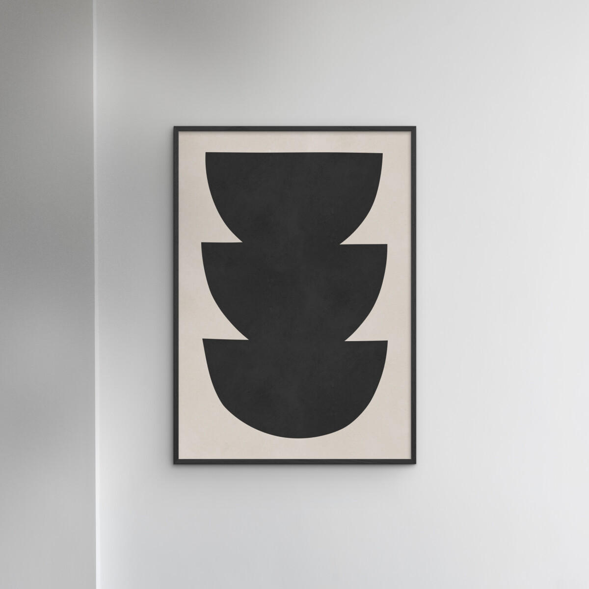 POSTER mit Rahmen Vitor Costa - Black expressive form 6 - Schwarz, Holz/Papier (50/70cm) - Poster&Frame