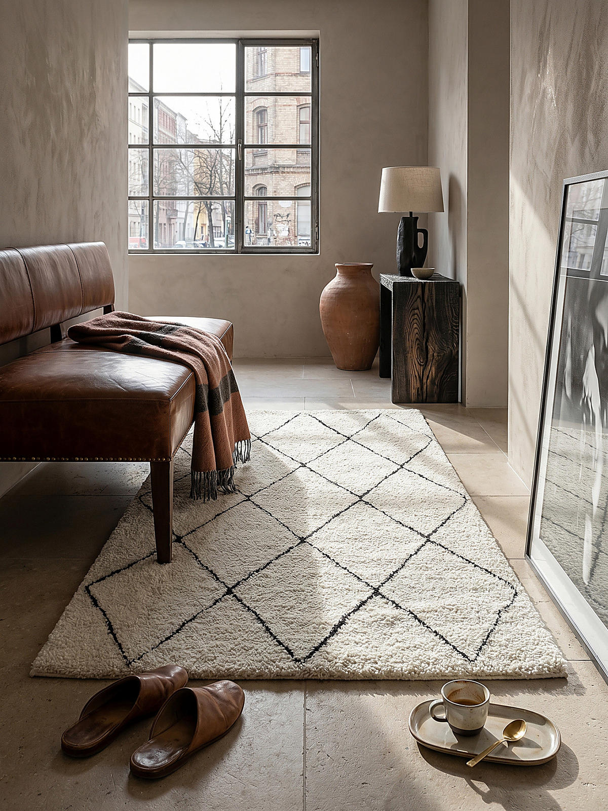 TEPPICHLÄUFER Berber ATRIO Polypropylen Creme-Schwarz 80 x 150 cm - Multicolor, Textil (80/150cm) - KADIMA DESIGN