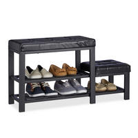 SCHUHBANK - Schwarz, Holzwerkstoff/Textil (90.5/50/30.5cm) - Relaxdays