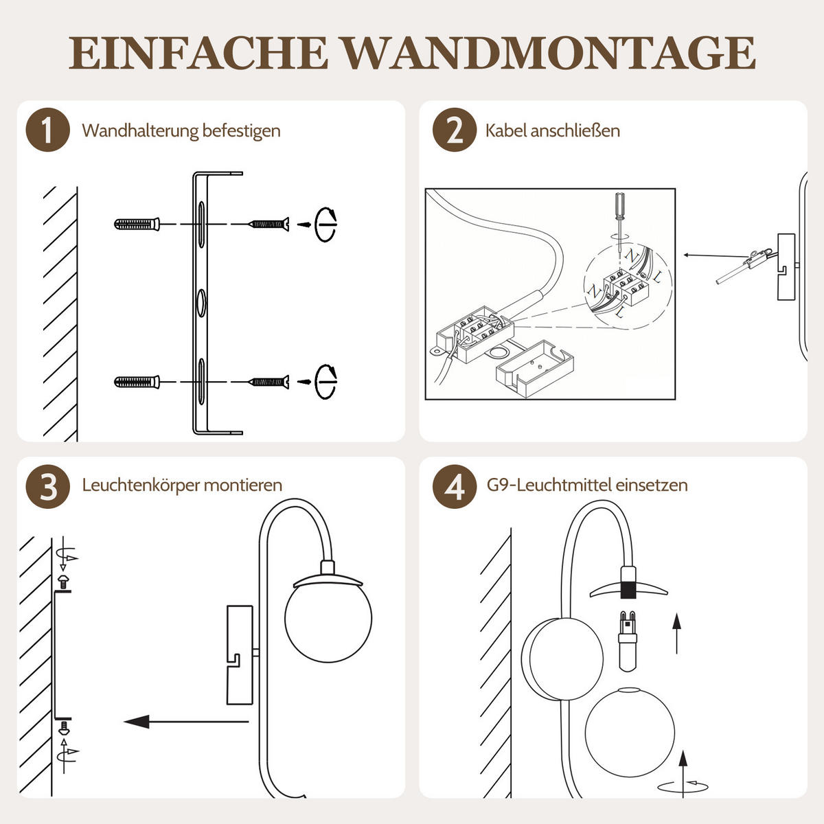 WANDLEUCHTE Thromar 26/15/36 cm - Goldfarben/Weiß, Glas/Metall (15/36/26cm) - ZMH