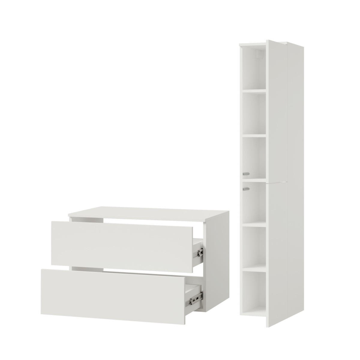 BADMÖBEL-SET Color Weiß 2-Teilig (2S 80 + 2D 160) - Weiß, Holzwerkstoff (110/160/45cm) - mzm24