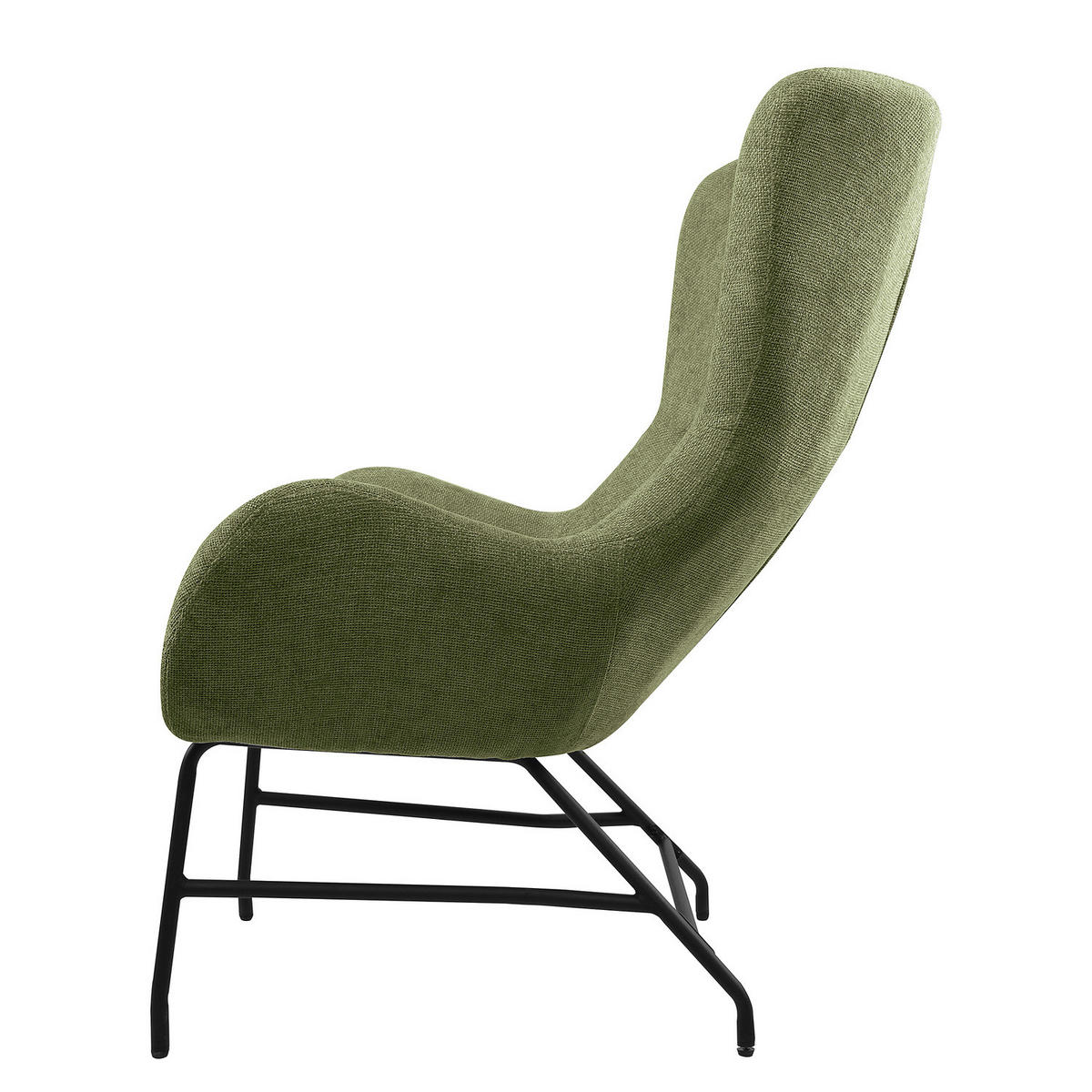 OHRENSESSEL - Schwarz/Grün, Textil/Metall (77/84/107cm) - home24