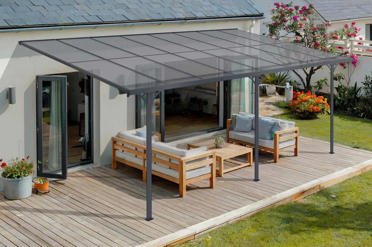 PERGOLA / CARPORT Kleo Grau 5m x 3m - Grau, Metall (495/270/300cm) - Cazeboo