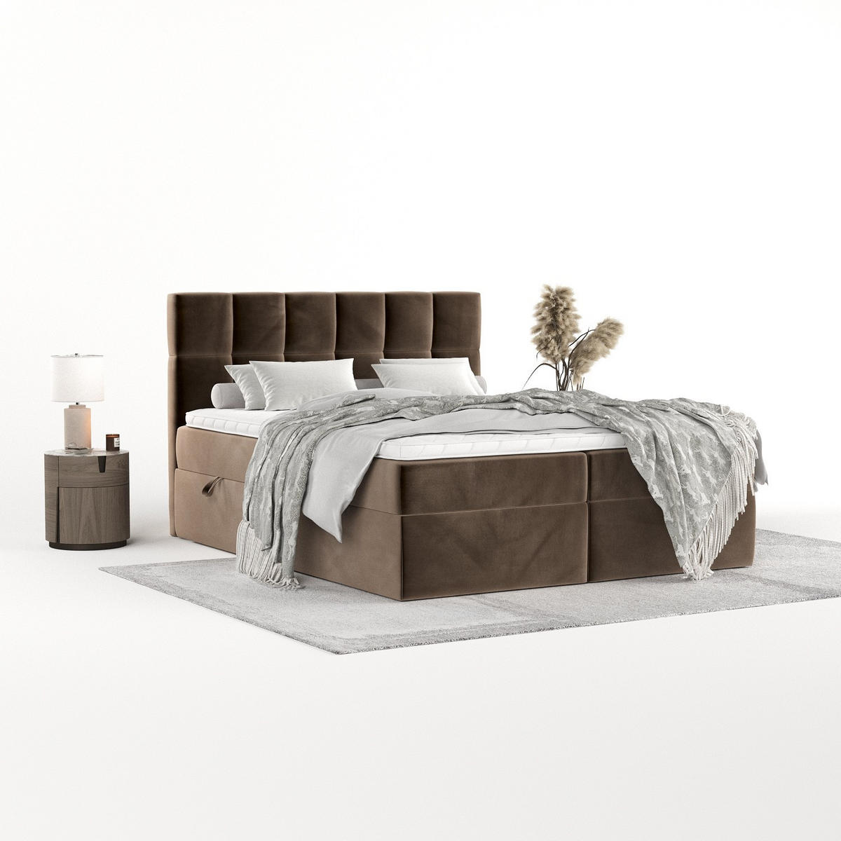 POSTEL BOXSPRING VARENO 160/200 Hnědá - černá/hnědá, kov/dřevo (160/200cm) - AltaBeds
