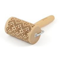 TEIGROLLE Skandinavien Muster, mini, 9.5 cm, Buchenholz - Braun, Holz (9cm) - Folkroll