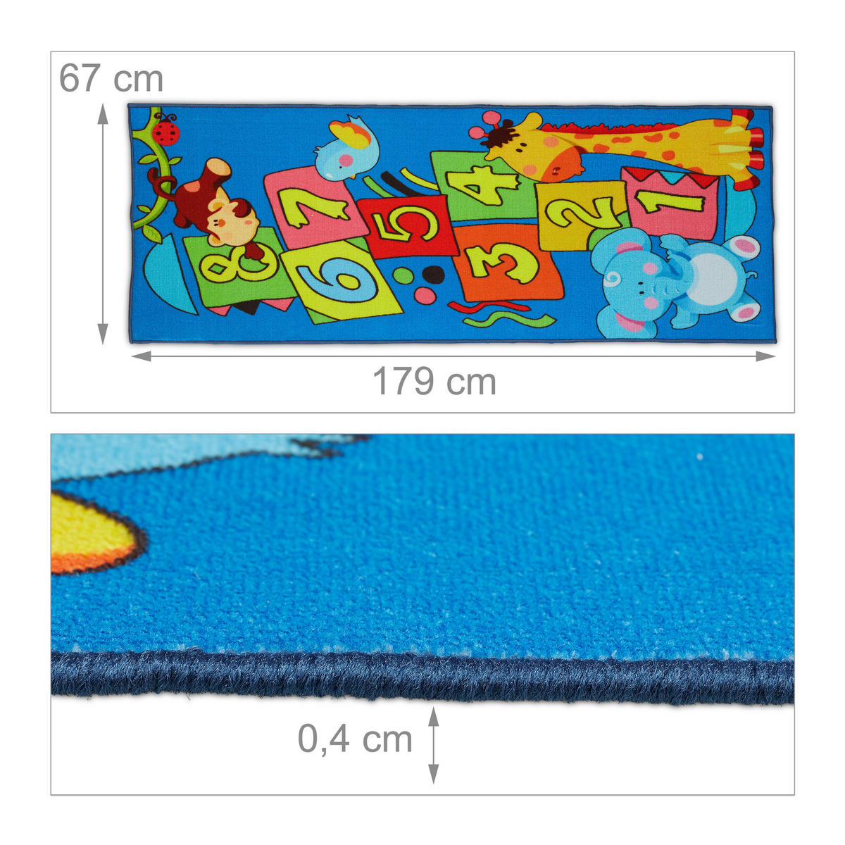 KINDERTEPPICH - Multicolor, Kunststoff/Textil (67/179cm) - Relaxdays