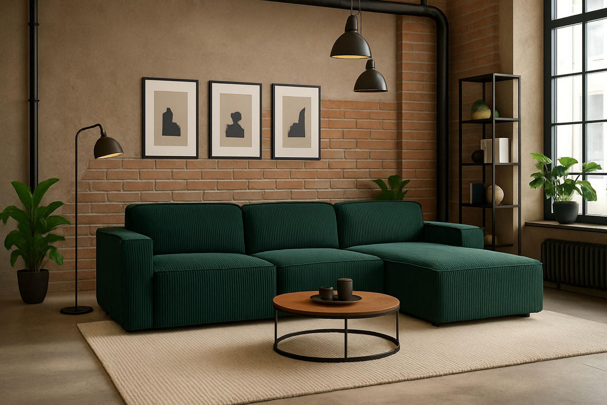 ECKSOFA Cursal L-Form, Stoff Poso, Grün, Rechts - Grün, Holz (284/166cm) - Kaiser Möbel