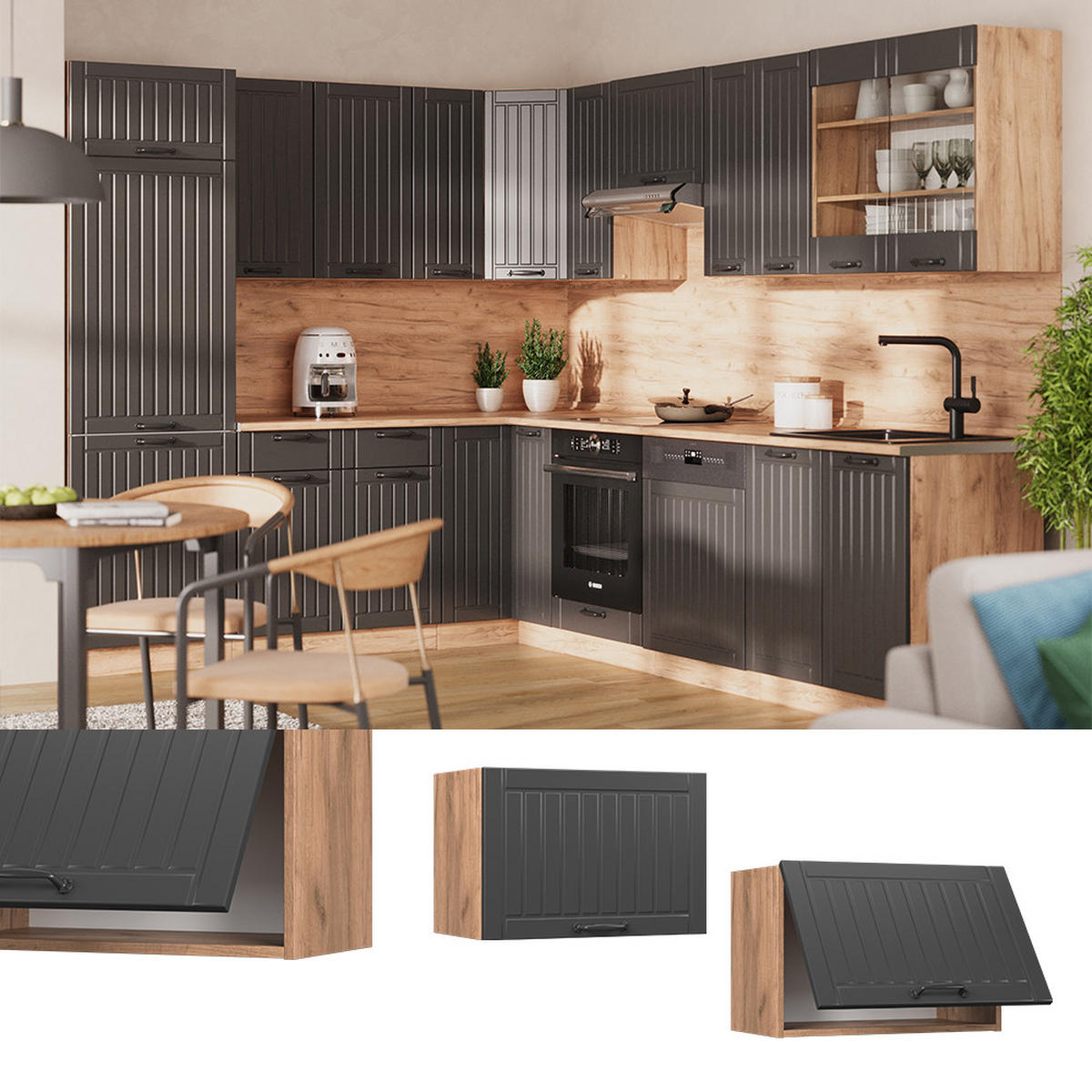 VĚŠÁK NA STĚNU Fame-Line Tmavě šedá - medově dubová/tmavě šedá, kompozitní dřevo (60/40/34.1cm) - Vicco