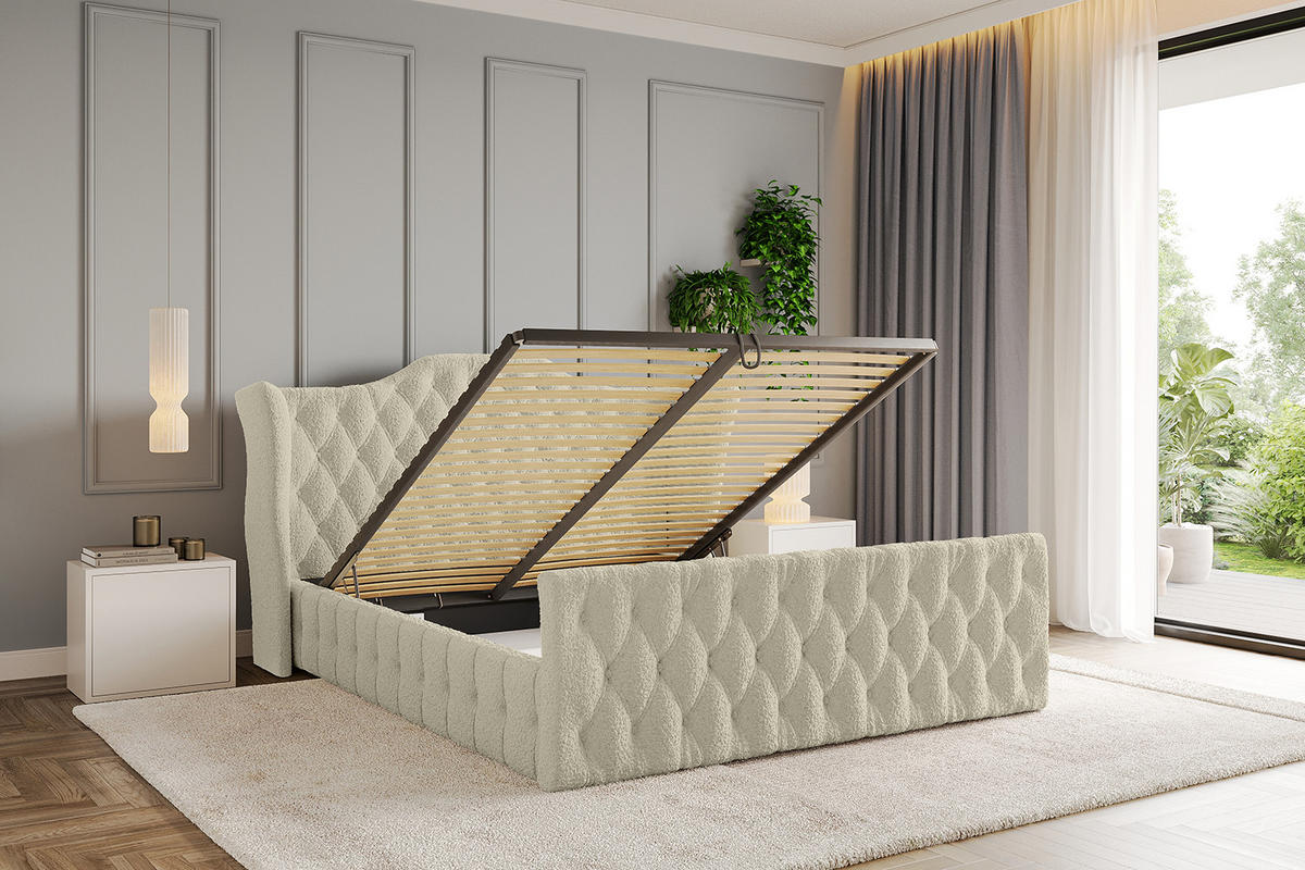 POLSTERBETT mit Bettkasten, Fußteil und Lattenrost, Boxbett ohne Matratze - MODY-Z 120x200 Beige - Taupe, Holzwerkstoff/Textil (120/200cm) - ALTDECOR