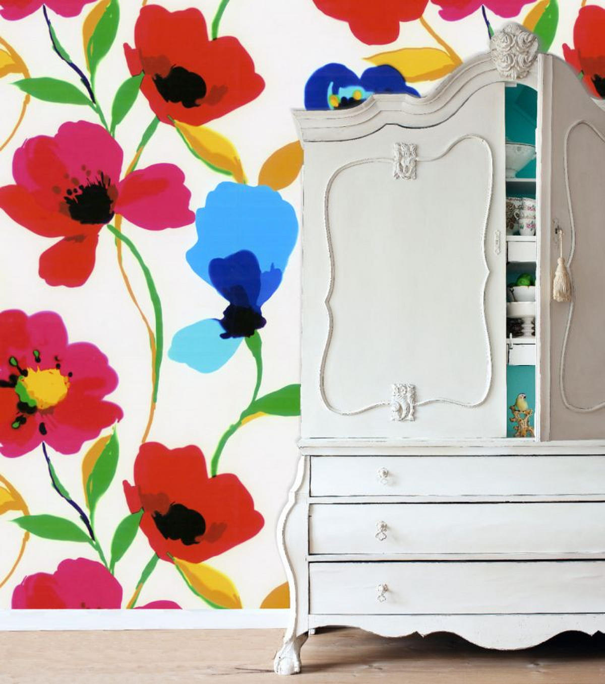 FOTOTAPETE Mohnblumen 279 x 279 cm - Rot, Papier (279/279cm) - ESTAhome