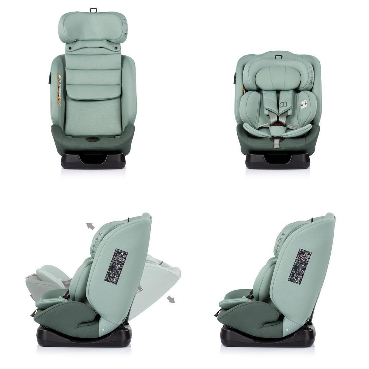 KINDERSITZ Mondial i-Size grün (40-150cm) Liegeposition Kopfstütze Gurt - Grün, Kunststoff (44/80/51cm) - Chipolino