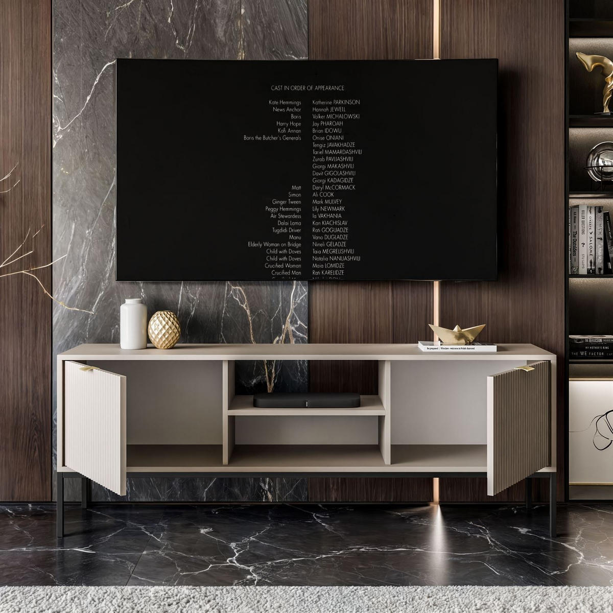 TV-ELEMENT CORTADO RTV154 KASCHMIR - Beige, Holzwerkstoff (154/56/39cm) - Lookway