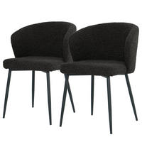 POLSTERSTUHL - 2er-Set - Bouclé / Eisen - Schwarz, Textil/Metall (57/80/60cm) - home24