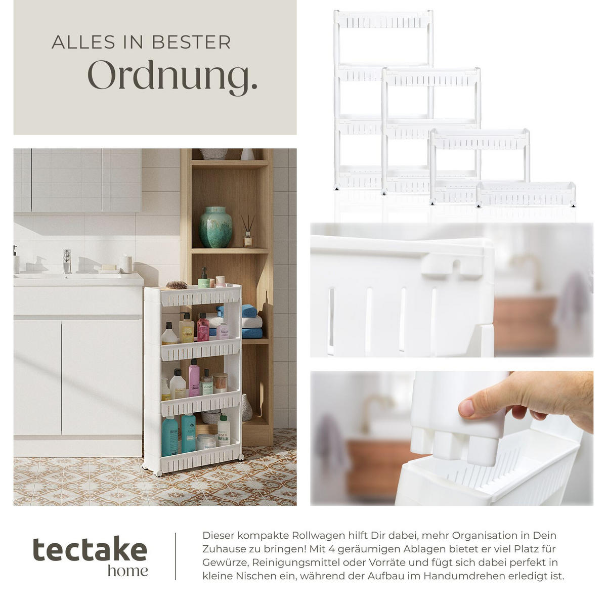 NISCHENREGAL Joe, 54 x 12 x 101 cm , weiß - Weiß, Textil (12/101/54cm) - tectake