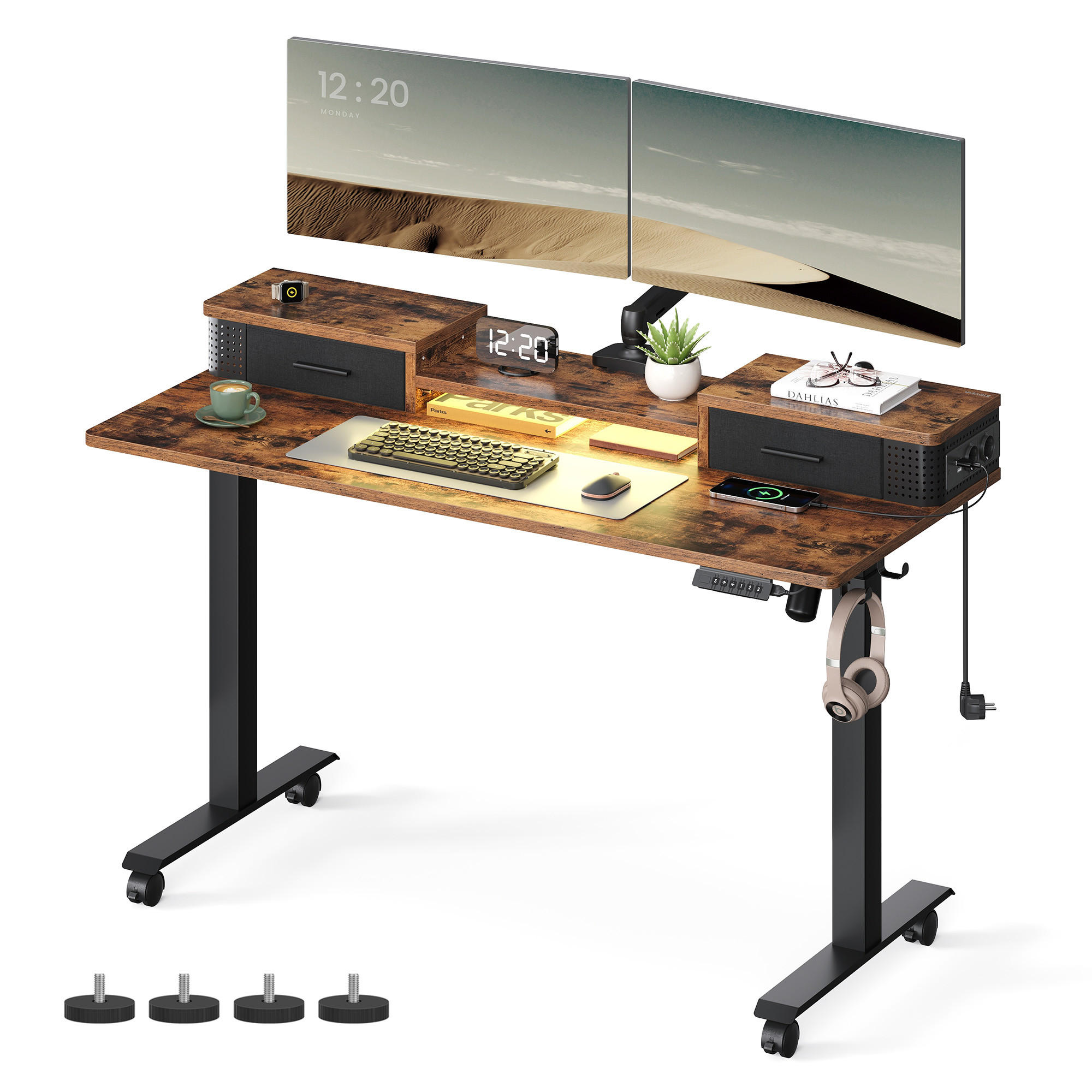SCHREIBTISCH Booker - Braun, Holzwerkstoff (140/60/132cm) - VASAGLE