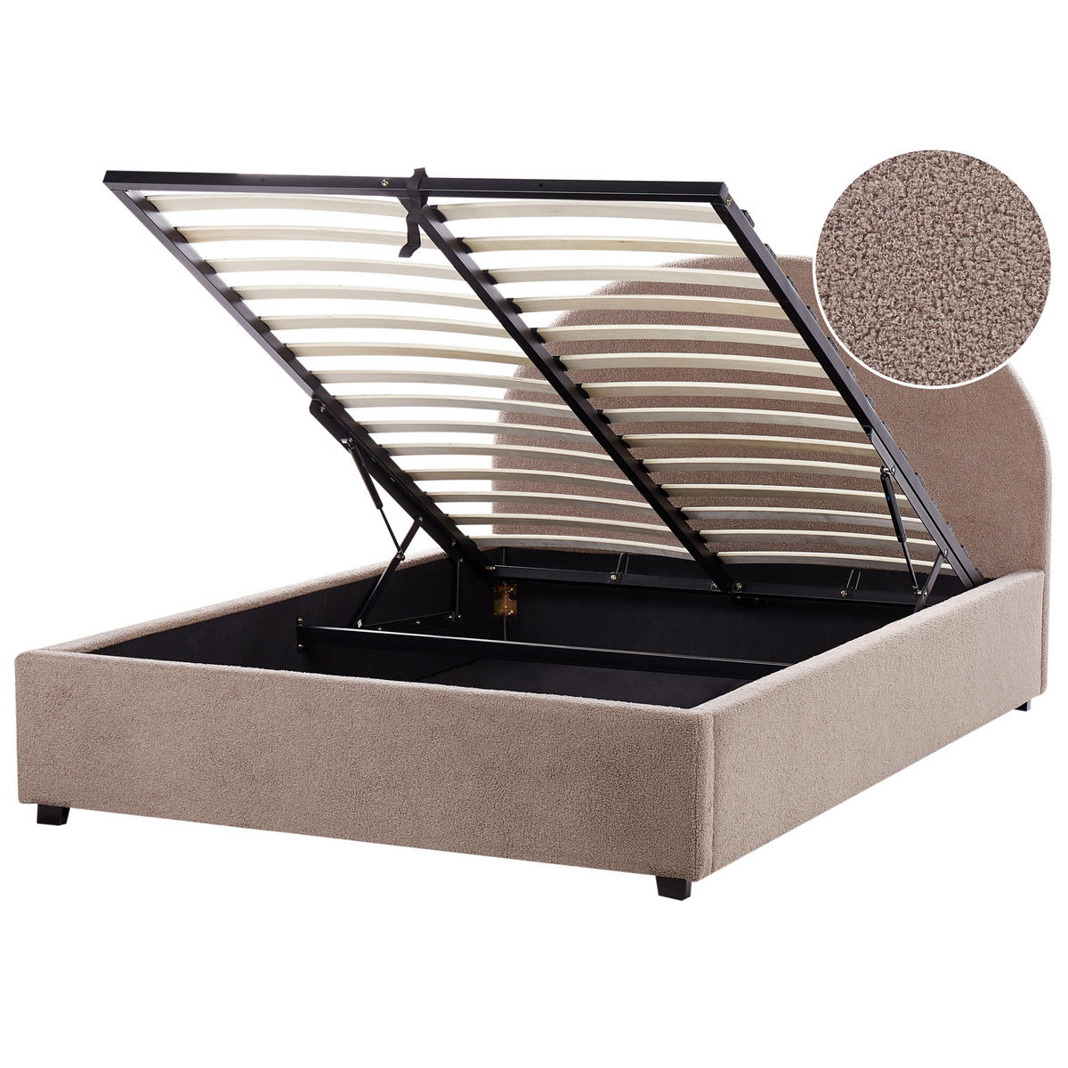 BETT mit Stauraum 140x200 cm Beige Vaucluse - Taupe, Textil (140/200cm) - Beliani