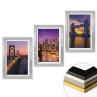 WANDBILDER 3er Set - 20x30 cm Silberner Rahmen - Brücken, Sonne, Stadtblick - Silberfarben, Kunststoff (20/30cm) - ArtPrintCave