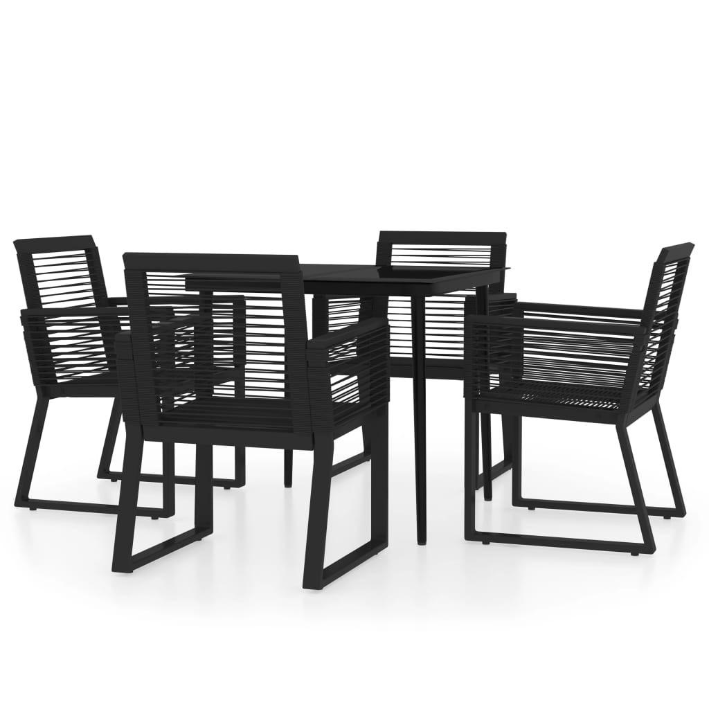 GARTEN-ESSGRUPPE 5Er Set Schwarz - Schwarz, Metall - vidaXL