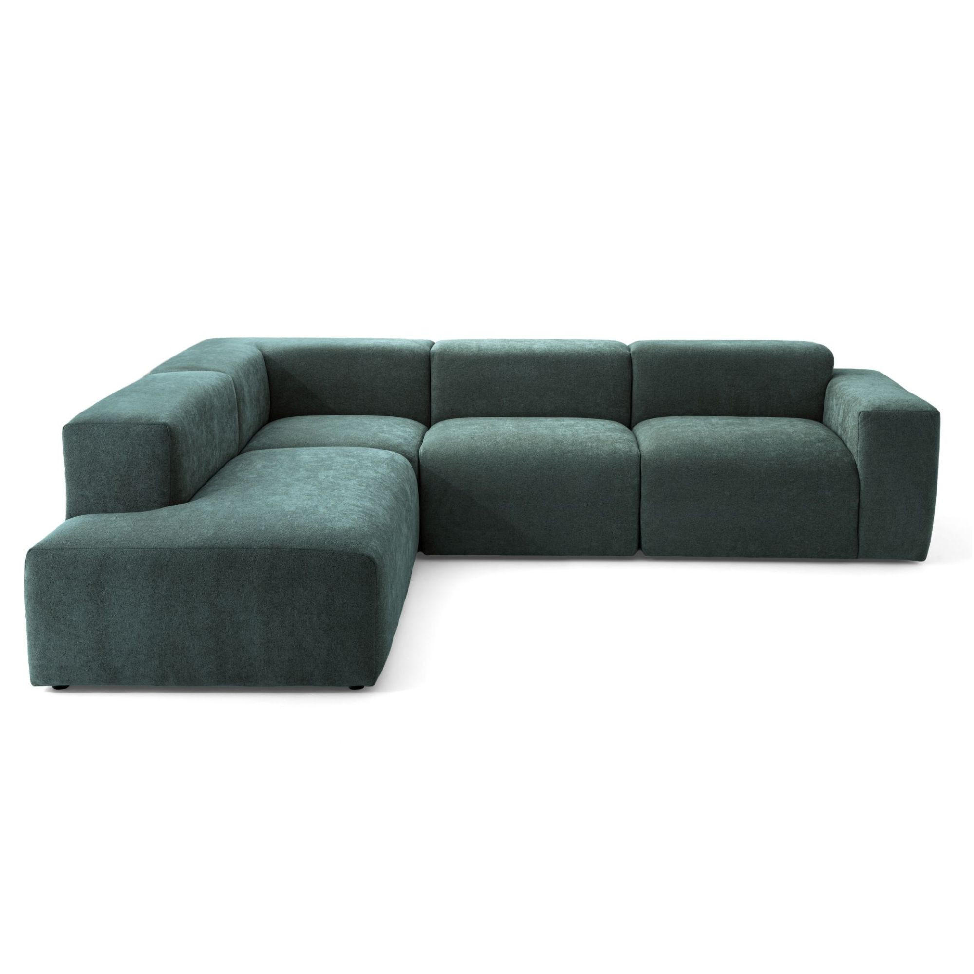 4-SITZER modulares Ecksofa HEAVEN SET 2 Links, Breite 300 cm Webstoff Dunkelgrün - Dunkelgrün/Schwarz, Holz/Kunststoff (300/245cm) - Muffo