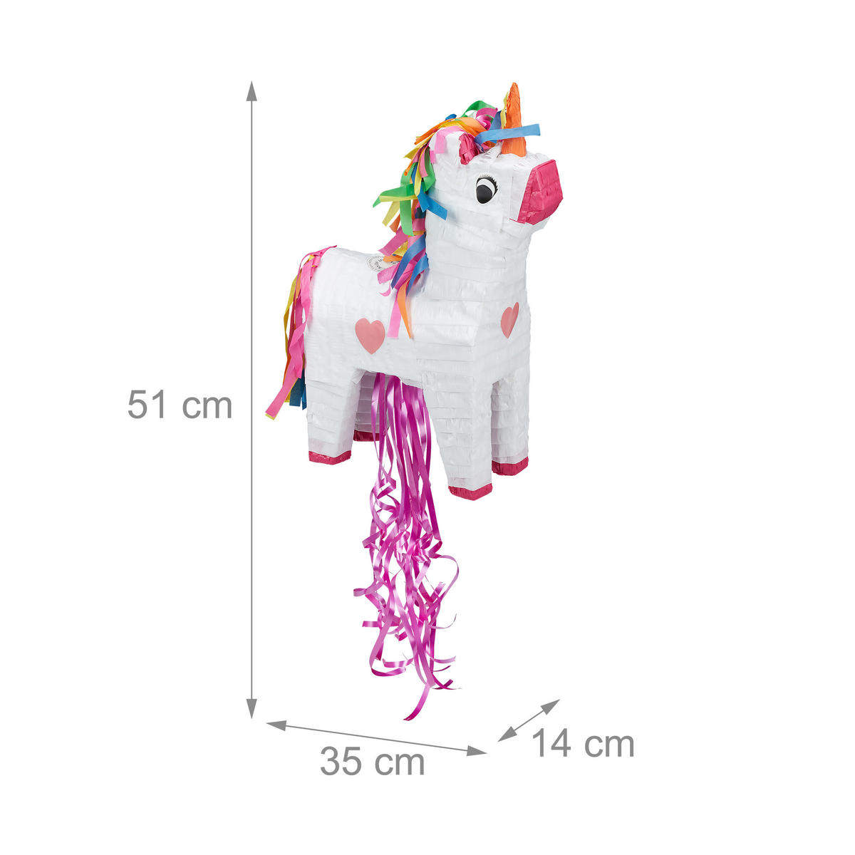 PINATA - Multicolor, Papier/Wellpappe (14/51/35cm) - Relaxdays