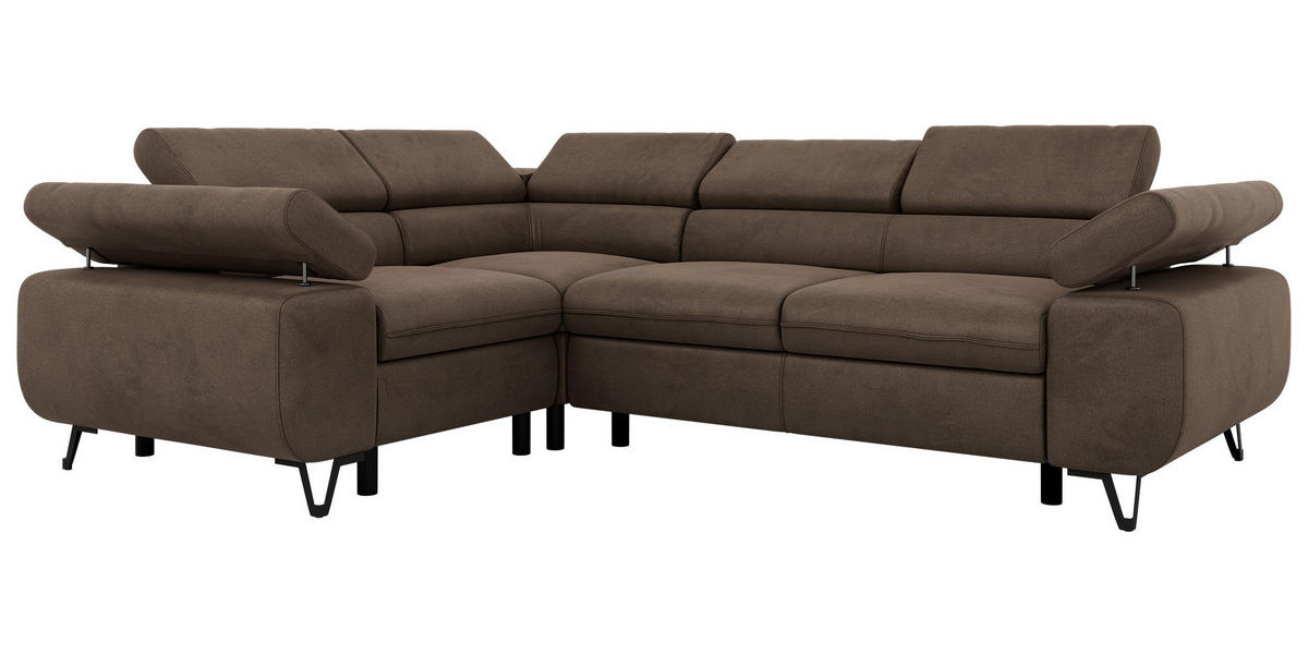 ECKSOFA ORSO L Braun Velvet - Links Seite - Schwarz/Braun, Textil/Metall (197/268cm) - MKS