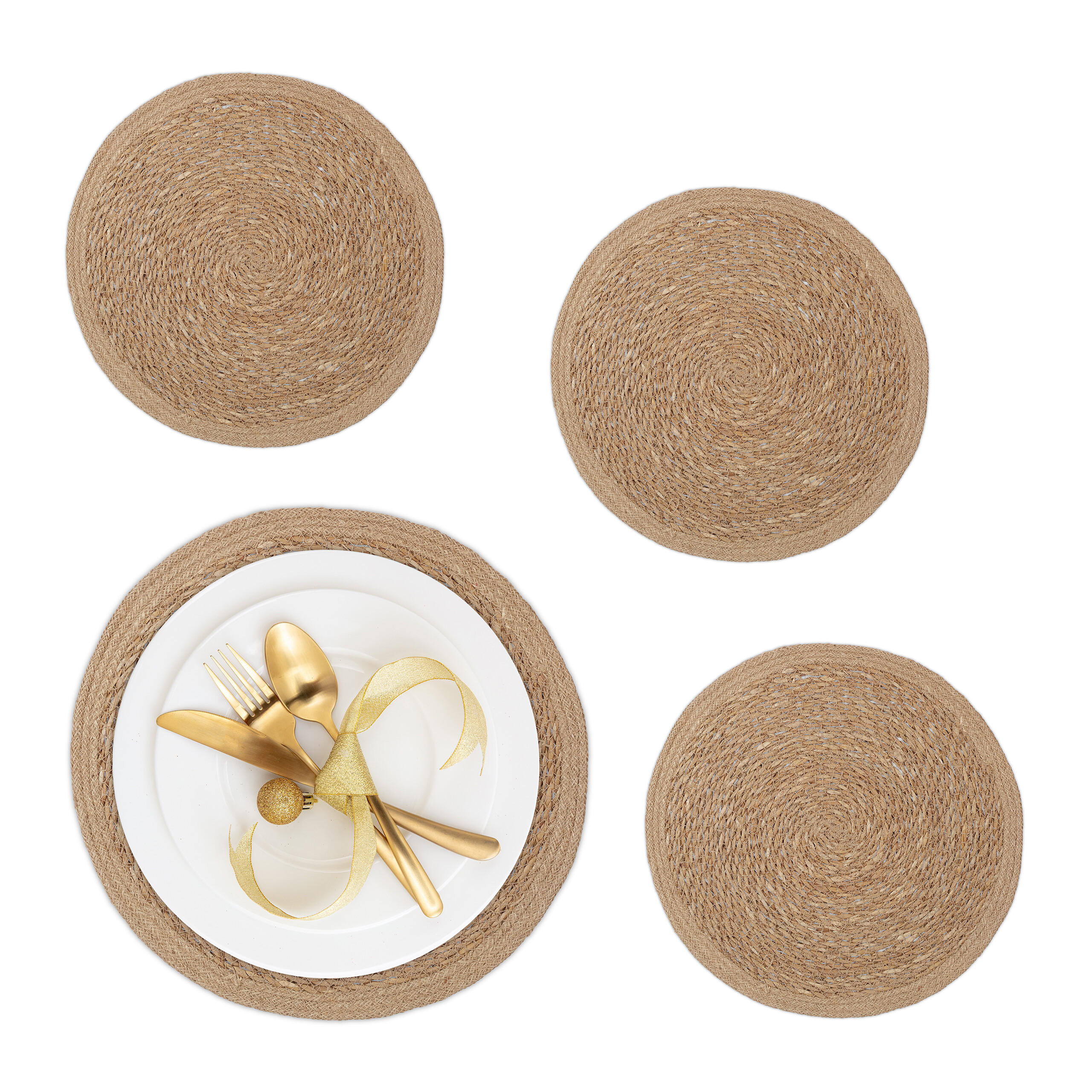 4tlg.TISCHSET - Hellbraun, Textil (37cm) - Relaxdays