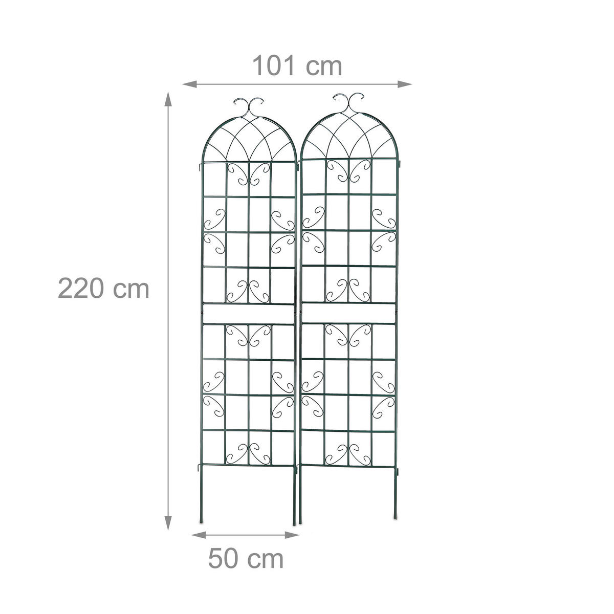 2XRANKGITTER - Dunkelgrün, Metall (50/220/2cm) - Relaxdays