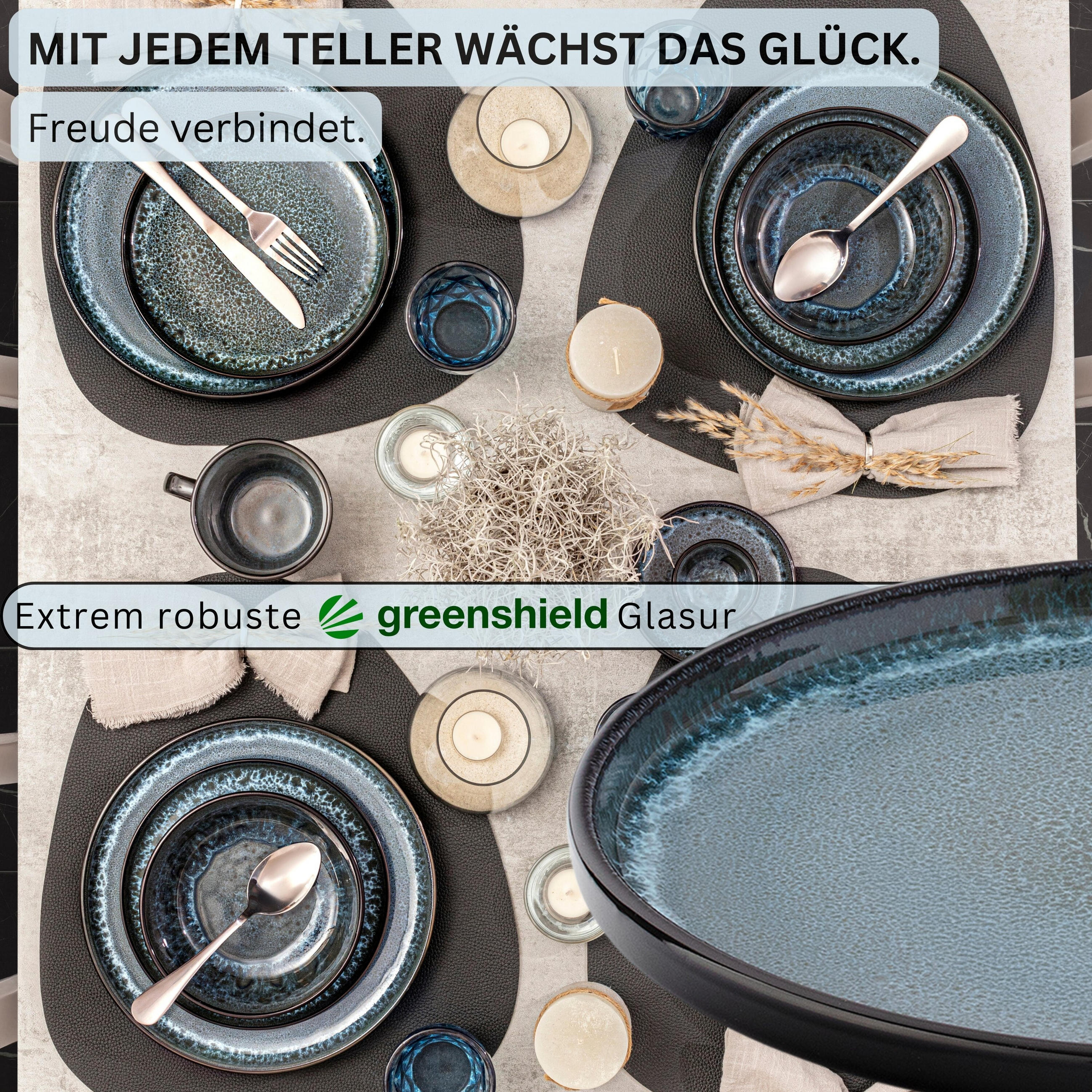 Thumbnail - Sänger Dessertteller, Blau, Stein, 6-teilig, kratzfest, Essen & Trinken, Geschirr, Teller, Kuchenteller