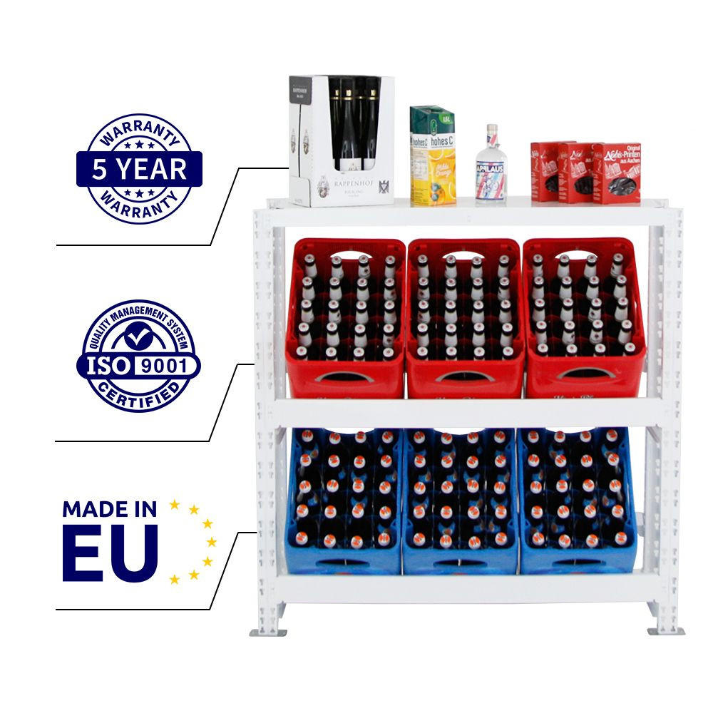 GETRÄNKEKISTENREGAL Tegernsee XL 110x110x30 cm für 6 Kästen + Board Weiß - Weiß, Metall (110/110/30cm) - PROREGAL