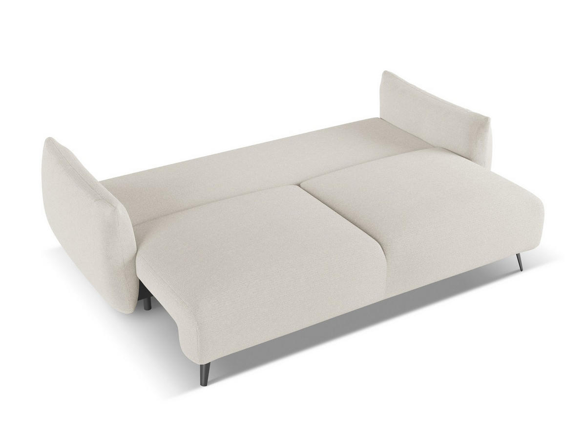 3-SITZER SOFA mit Schlaffunktion Chenille Stoff Grau - Silberfarben/Schwarz, Textil/Metall (230/86/105cm) - Makamii