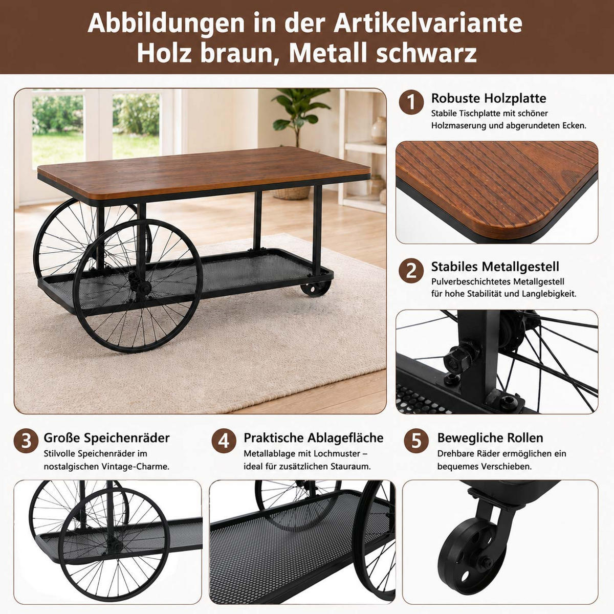 COUCHTISCH eckig Braun - Braun, Holz (60/100/54cm) - MCW