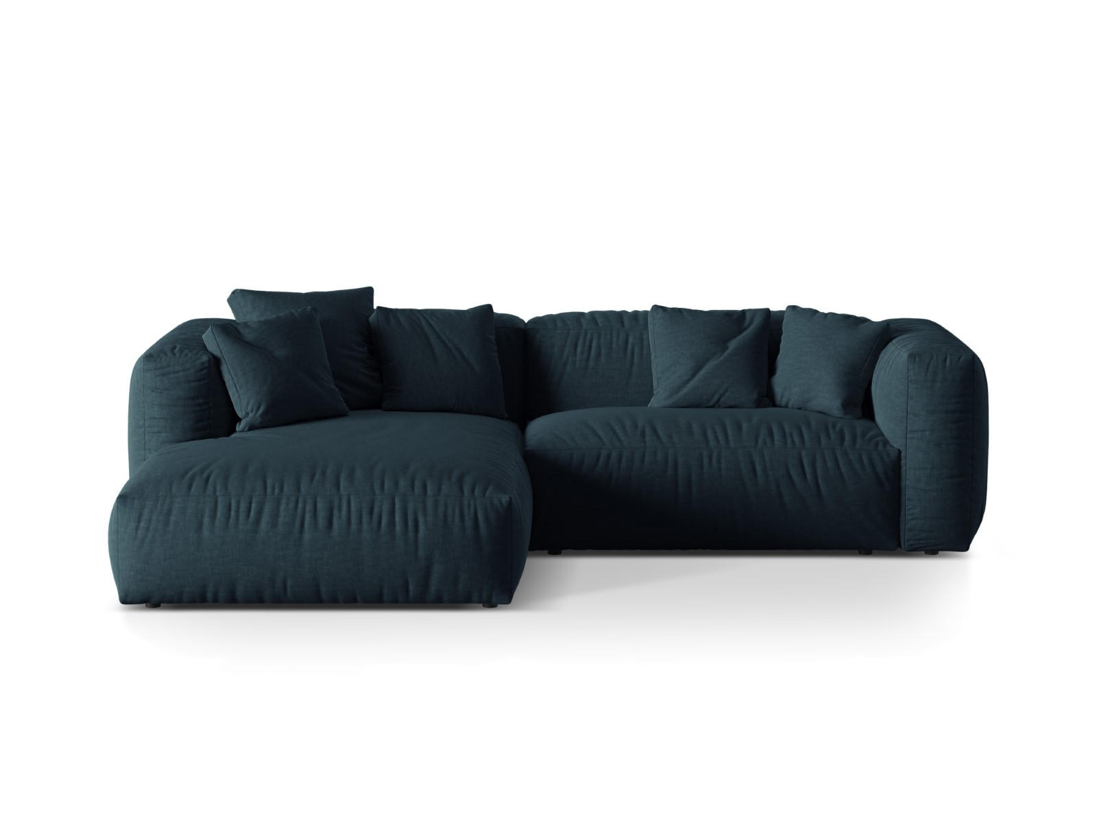 ECKSOFA modular links Martina aus strukturiertem Stoff jeansblau 2 Sitzplätze - Blau, Textil (176/283cm) - Micadoni