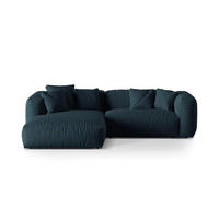 ECKSOFA modular links Martina aus strukturiertem Stoff jeansblau 2 Sitzplätze - Blau, Textil (176/283cm) - Micadoni