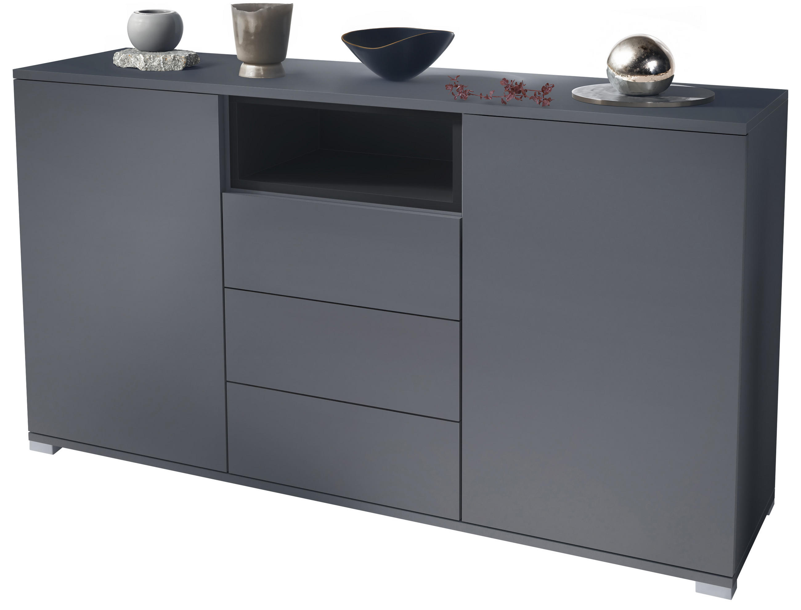 SIDEBOARD Skadu Schwarz matt - Schwarz, Holzwerkstoff (138.5/75.5/35cm) - Vladon